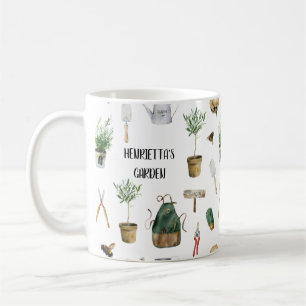 Aquarelle personnalisée Jardinage de café Mug