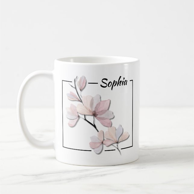 Aquarelle personnalisée Magnolia Coffee Mug (Gauche)