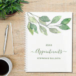 Aquarelle personnalisée Rendez-vous sur la verdure<br><div class="desc">Ce planificateur de rendez-vous botanique est décoré avec une simple aquarelle de verdure. Facilement personnalisable avec votre nom et votre année. Aquarelle originale © Michele Davies.</div>