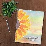 Aquarelle personnalisée tournesol 2023<br><div class="desc">Ce planificateur coloré 2023 est décoré d'un tournesol jaune aquarelle et d'une typographie stylisée. Facile à personnaliser avec votre nom, et année. Utilisez l'option Personnaliser supplémentaire pour modifier la taille, le style et la couleur du texte. Parce que nous créons notre oeuvre, vous ne trouverez pas cette image exacte d'autres...</div>