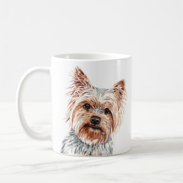 Aquarelle personnalisée Yorkie Terrier Mug (Gauche)