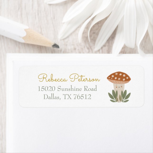 Aquarelle Petit étiquette de champignons (En situation)