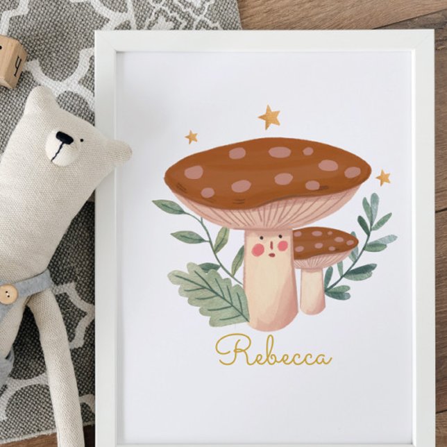 Aquarelle Petite Champignons Rouges Poster mignon (Créateur téléchargé)