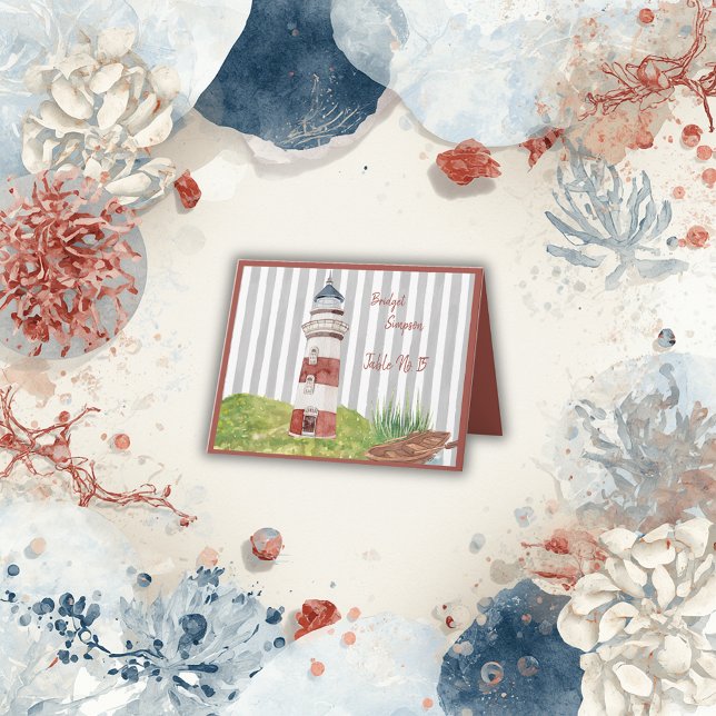 aquarelle phare côtier invité Cartes de siège (Créateur téléchargé)