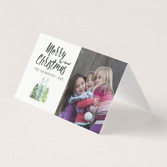 Aquarelle Pine Arbres de Noël Photo (Front)