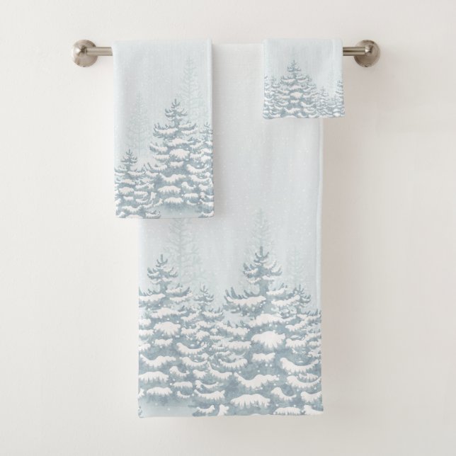 Aquarelle Pine Arbres Forêt de pins des neiges (En situation)