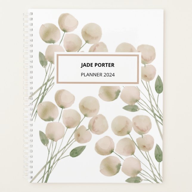 Aquarelle Pink Florals Planificateur hebdomadaire (Devant)