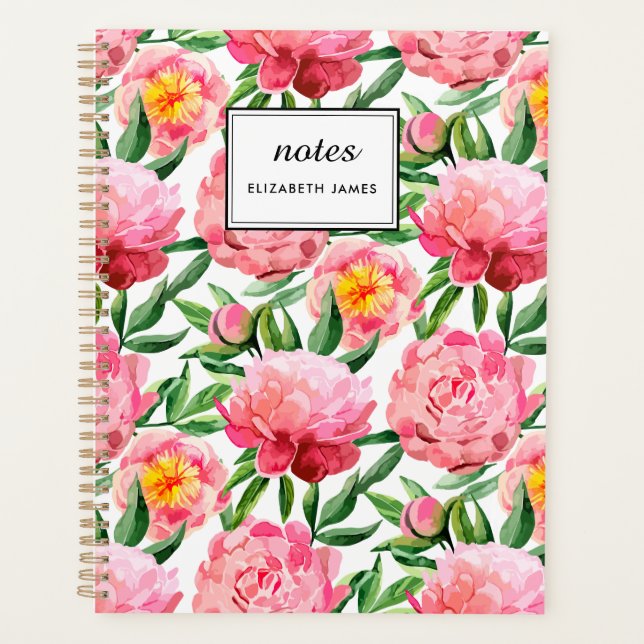 Aquarelle Pink Peonies Floral Motif chic Personnal (Devant)