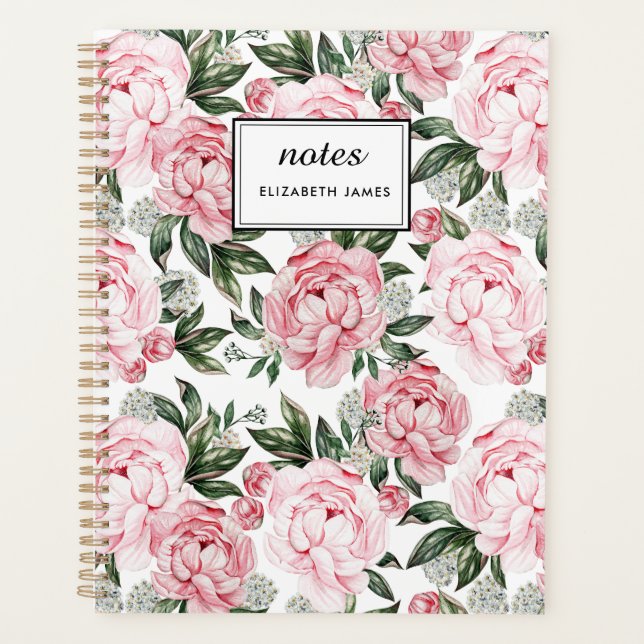 Aquarelle Pink Peonies Floral Motif chic Personnal (Devant)