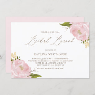 Aquarelle Pink Peonies Invitation de brunch nuptia
