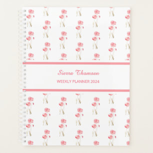 Aquarelle Pink Poppies Floral Weekly Planner