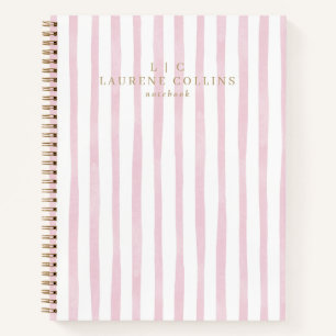 Aquarelle Pink Stripes Carnet moderne