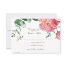 Aquarelle Pink & White Peonies Floral RSVP