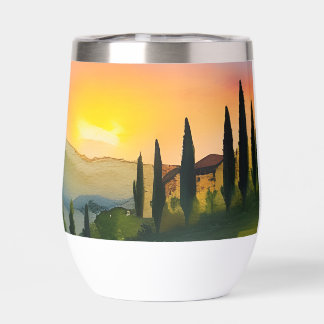 Aquarelle Pittoresque des collines toscanes