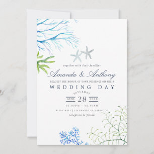 Aquarelle Plage d'algues Faire-part de mariage à t