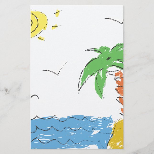 Aquarelle Plage Palm Arbre Ensemble de papeterie - (Devant)