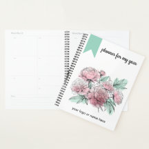 Aquarelle Planner Peonies Avec Contours