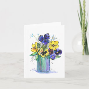 Aquarelle pliée d'origine carte pour notes des pan
