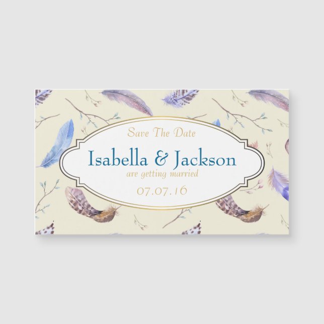 Aquarelle Plumes et cadre fantaisie Enregistrer la (Devant)