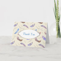 Aquarelle Plumes et Merci Motif Feuille