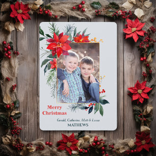 Aquarelle Poinsettia Gold Frame photo verticale