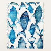 Aquarelle poisson bleu | Enseignant et bureau naut