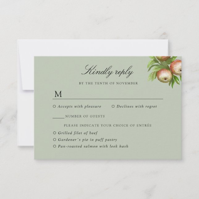 aquarelle pomme réponse mariage w choix de repas (Devant)