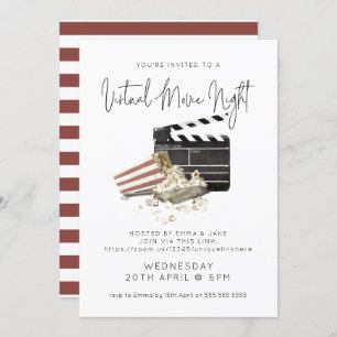 Aquarelle Popcorn Invitation de nuit pour un film 