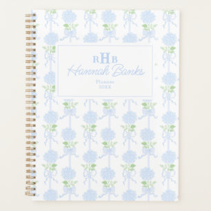 Aquarelle Preppy Monogramme Hydrangea Bows