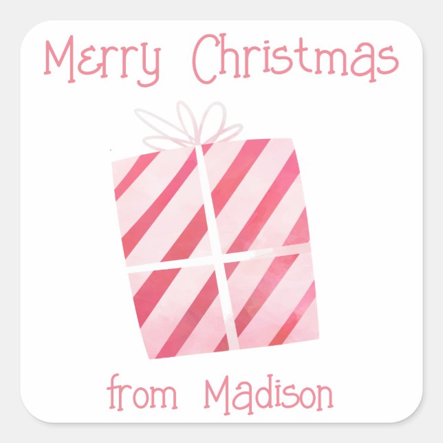 Aquarelle Présente Stickers Cadeau de Noël (Devant)