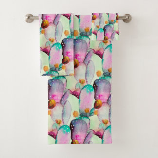 Aquarelle Prickly Pear Cactus Motif