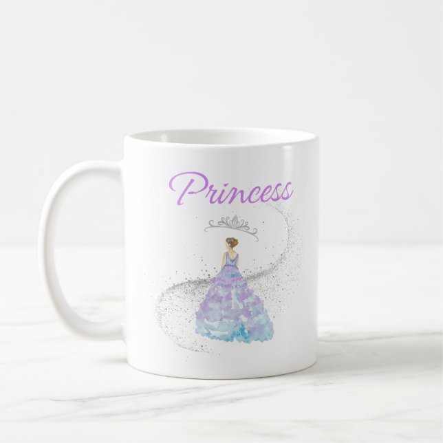 aquarelle princesse tasse de café pourpre (Gauche)