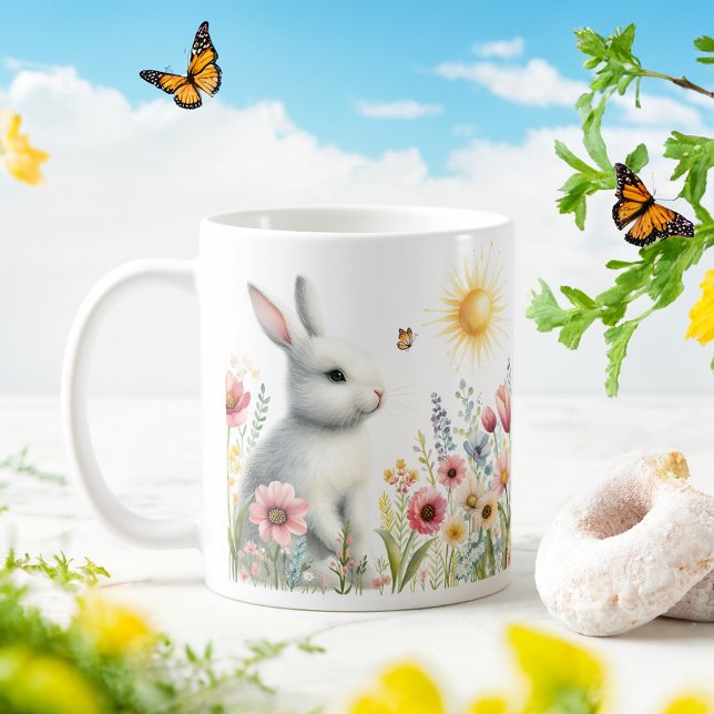 Aquarelle printanière lapin - Mug enfant Customisé (Créateur téléchargé)