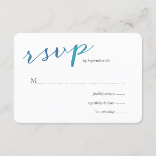 Aquarelle Pure Amour Mariage RSVP / Bleu Océan