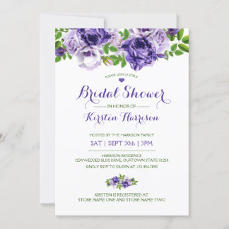 Aquarelle Purpl Floral | Invitation de douche nupt
