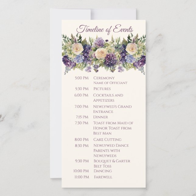 Aquarelle Purple Fleur Bouquet-Mariage Programme- (Dos)