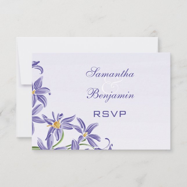 Aquarelle Purple Fleurs de Printemps Mariage RSVP (Devant)