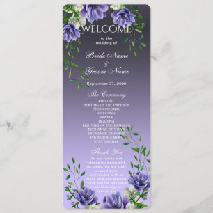 Aquarelle Purple Fleurs Programme de mariage