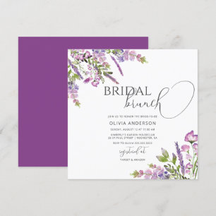 Aquarelle Purple Floral Bridal Brunch Invitation