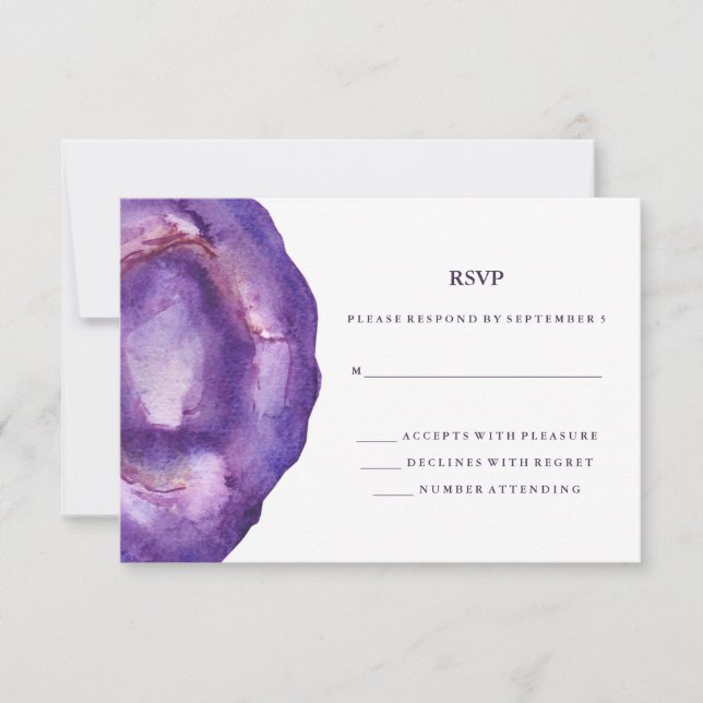Aquarelle Purple Geode Wedding RSVP (Devant)