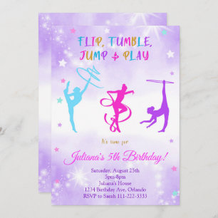 Aquarelle Purple Gymnastique Invitation d'annivers