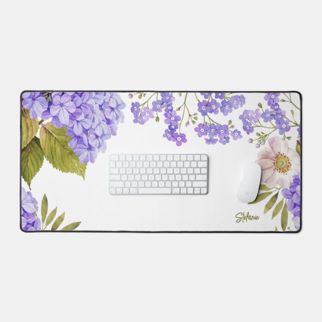 Aquarelle Purple Hydrangée Floral Personnalisé (Clavier et souris)
