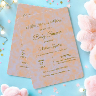 Aquarelle Purple & Orange Baby shower Invitation