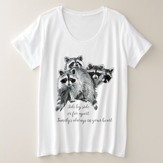 Aquarelle Raccoon Famille Inspiration Citation (Design devant)