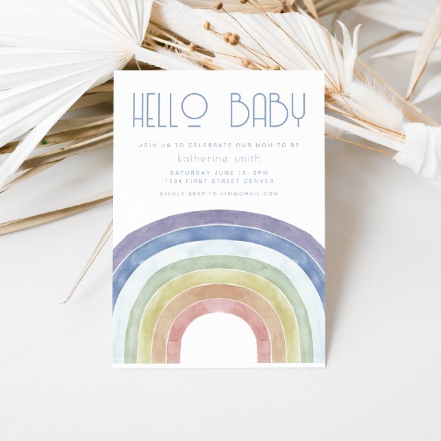 Aquarelle Rainbow Baby shower Party Invitation (Créateur téléchargé)