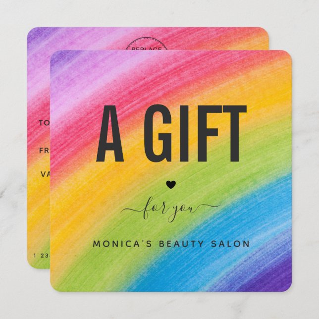 Aquarelle Rainbow Brushstroke Beauté Salon tendanc (Devant / Derrière)