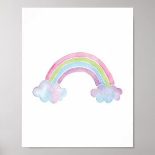 Aquarelle Rainbow Cloud Baby Poster
