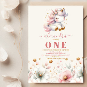 Aquarelle Rainbow Unicorn Anniversaire Invitation 