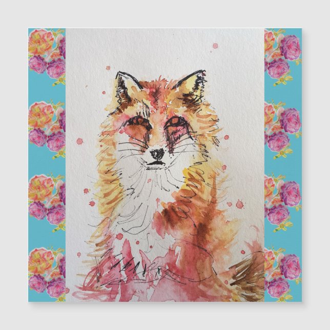 Aquarelle Red Fox jolie Bois d'art animal (Devant)