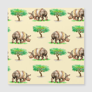 Aquarelle Rhino : Motif peint à la main.